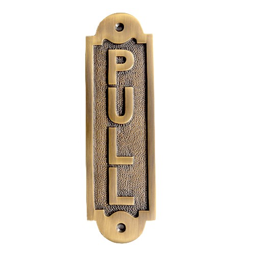 Pull Brass Door Sign 